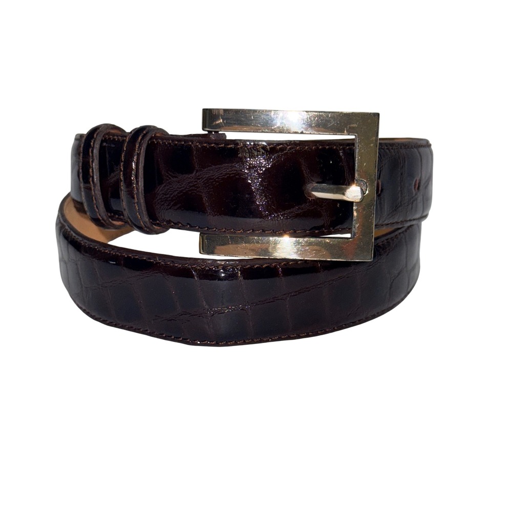Annabella‎ Women's 30" Brown Crocodile Embossed Genuine Leather Belt Size M 8227